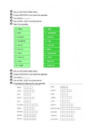 English Worksheet: Opposites 3/4