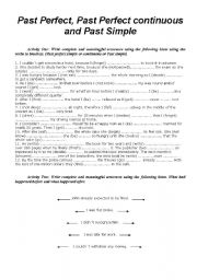 English Worksheet: Past simple, Past perfect simple and continuous