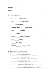 English Worksheet: PRESENT CONTINUOUS