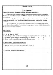 English worksheet: English exam