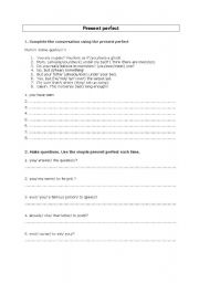 English Worksheet: present perfect exercises