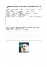 English Worksheet: physical description : text adapted from Harry Potter /JK Rowling