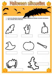 English Worksheet: Halloween silhouettes