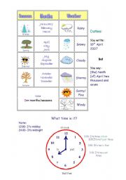 English Worksheet: Weather, Seasons, Months and Time
