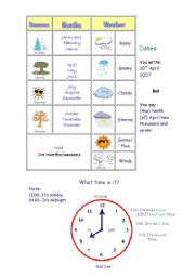 Weather, Seasons, Months and Time