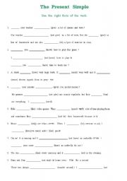 English Worksheet: Present Simple-  (+)( -) (?) - Review exercise