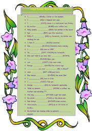 English Worksheet: VERB TENSES: PRESENT AND PAST