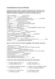 English Worksheet: revision of tenses