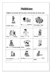 English worksheet: hobbies