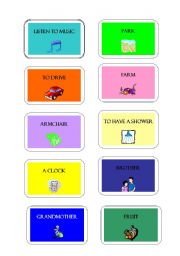 English Worksheet: Game Cards: PICTIONARY or MIMING 