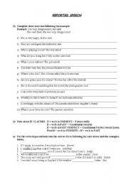 English Worksheet: reported speech