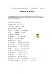 English Worksheet: Simple present