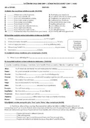 English Worksheet: 7th grade exam special for Turkish teachers (7. snf yazl)