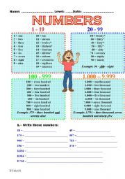 English Worksheet: NUMBERS