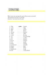 English worksheet: synonyms
