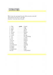 English Worksheet: synonyms