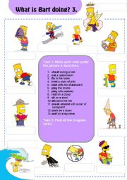 English Worksheet: Actions: What is Bart doing? 3/3