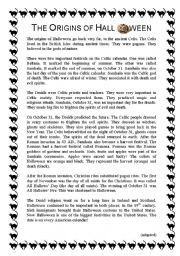 English Worksheet: The origins of Halloween