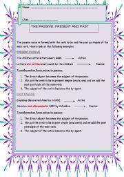 English Worksheet: PASSIVE VOICE: PRESENT AND PAST