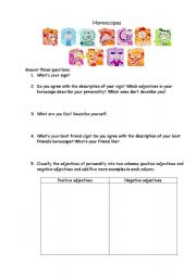 English Worksheet: horoscopes part 3. Sdjectives describing people