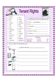 English Worksheet: Renting I (color)