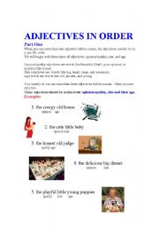 English Worksheet: Adjectives in Order