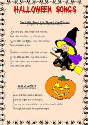 English Worksheet: HALLOWEEN SONGS IN COLOR