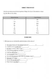 English Worksheet: Object Pronoun