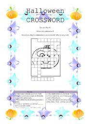 English Worksheet: Halloween crossword