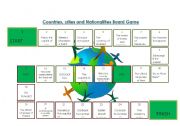 English Worksheet: Board Game: countries and nationalities