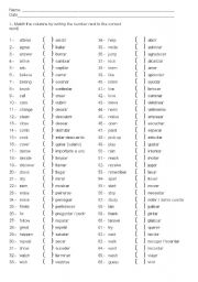 English Worksheet: regular verbs English - Spanish test