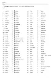 English worksheet: regular verbs English - Spanish test