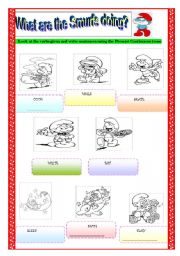 English Worksheet: The Smurfs - Present Continuous