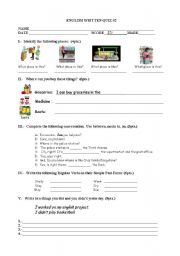 English Worksheet: Written Quiz