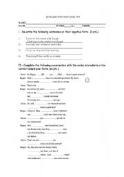 English worksheet: Wrtitten Quiz