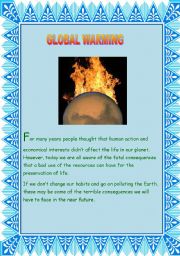 English Worksheet: GLOBAL WARMING  Part 1