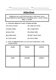 English worksheet: Adjectives