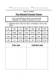 English worksheet: The Simple Present Tense