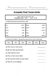 English Worksheet: Irregular Past Tense Verbs