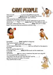 English Worksheet: CAVE PEOPLE