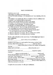 English Worksheet: past continuous tense