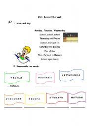 English Worksheet: days of the week 