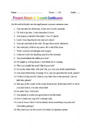 English Worksheet: Present Simple & Present Continuous