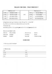 English Worksheet: Telling the Time