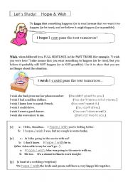 English Worksheet: Study HOPE/WISH!