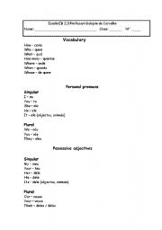 English worksheet: wh words, possessive adjectives and personnal pronouns
