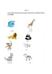 English Worksheet: Animal exercise for Movers