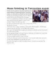 English worksheet: Student Mass Fainting in Tanzanian Exams