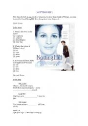 English Worksheet: notting hill