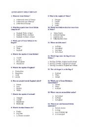 English Worksheet: QUIZZ ABOUT BREAT BRITAIN
